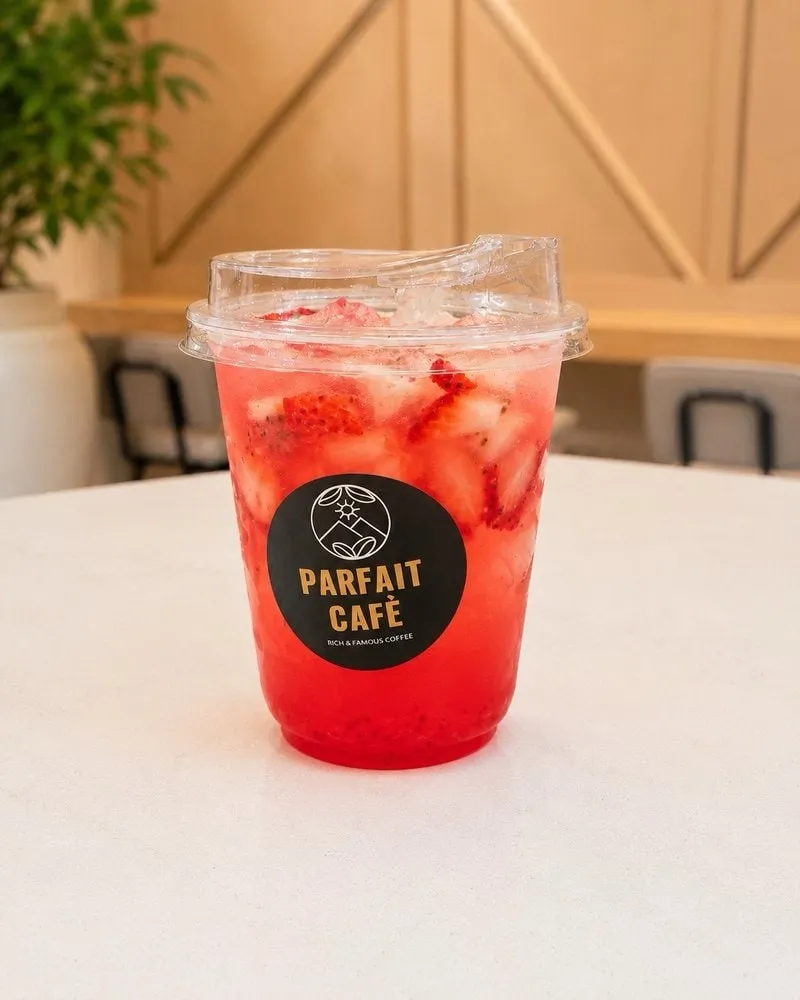 Iced strawberry refresher with fresh mint
